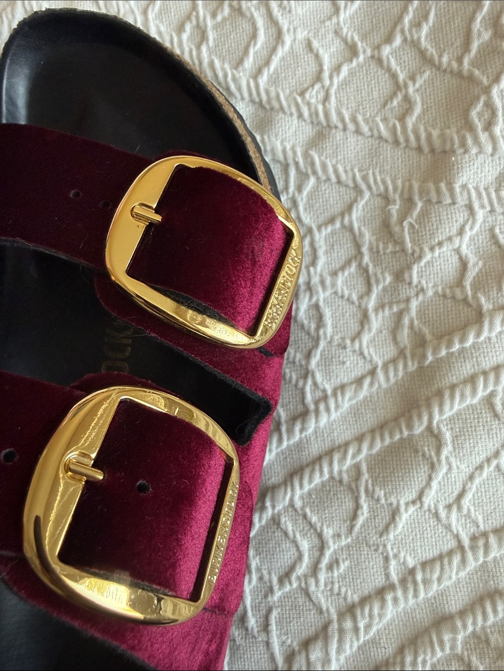 Red/Maroon velvet Birkenstock Sz 38 - Picture 6 of 7